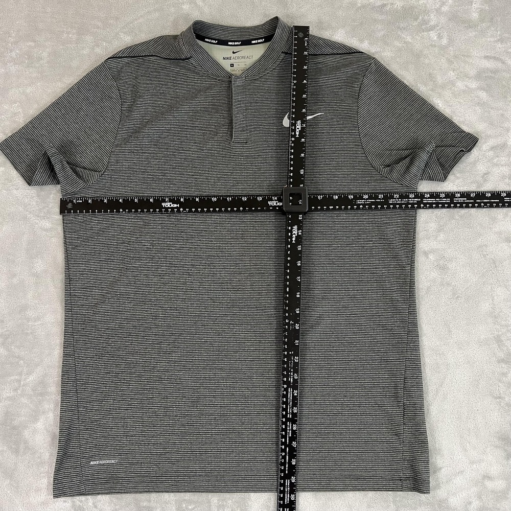 Nike Aeroreact Polo Henley Shirt Mens XL Gray Striped GolfPerformance Top - Picture 5 of 8